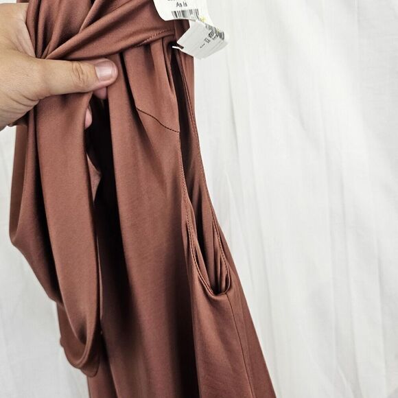 ET OCHS Womens Brown Zippered Lined Cutout Draped Bodice Spaghetti Strap Cowl 8 - Picture 6 of 13